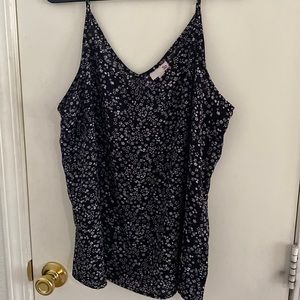 Black and white ditsy floral tank